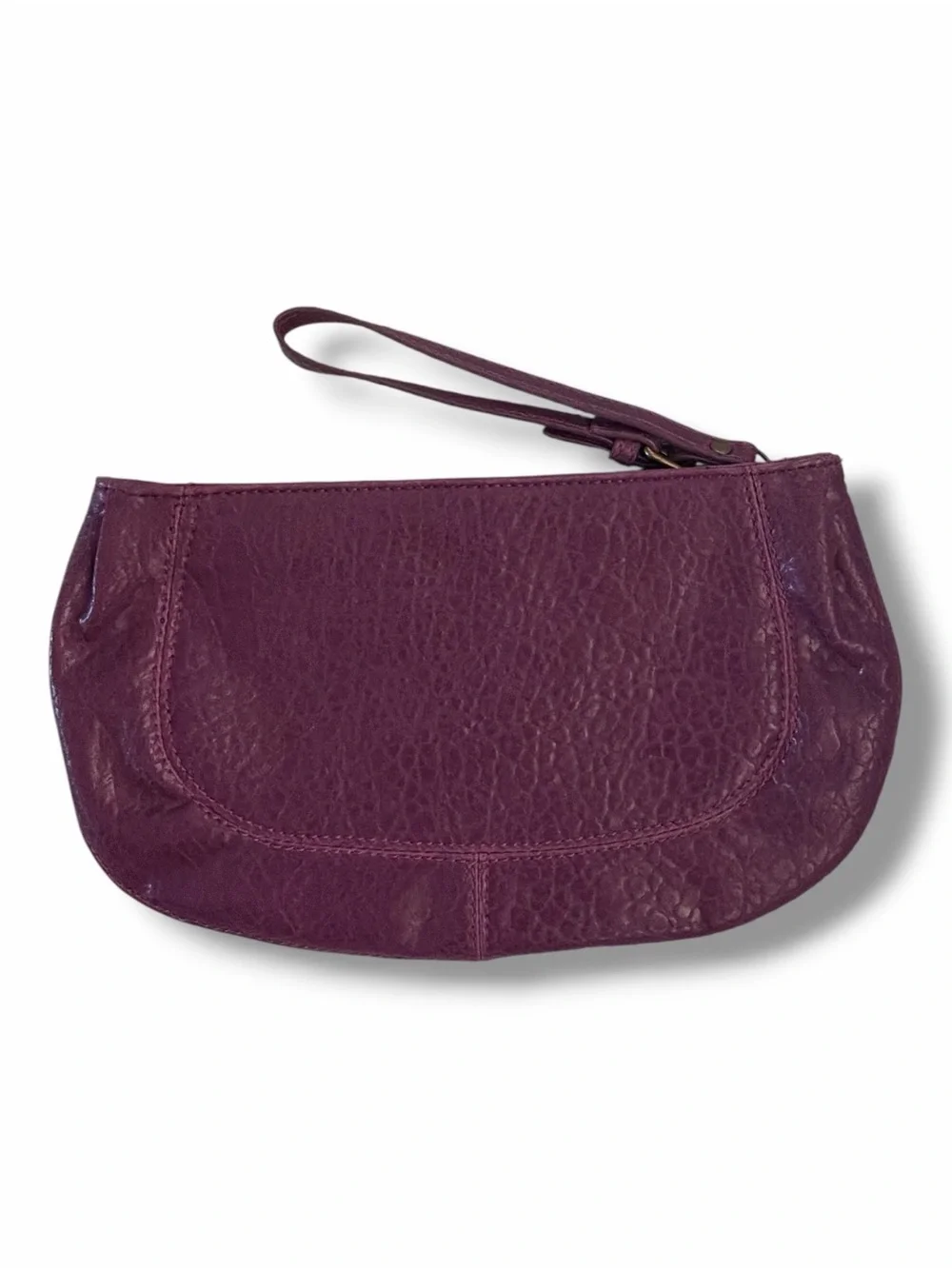 Shiraleah Purple Leather Rounded Zip Hobo Wristlet Bag
